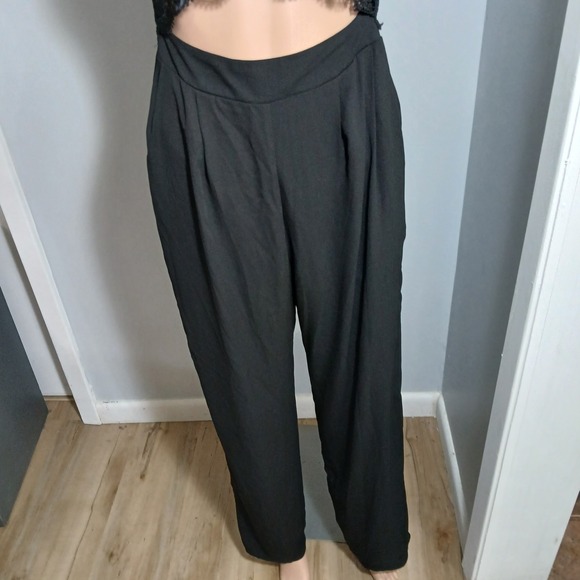 Blashe Jumpsuit Black Sz S Lace Cut Out Wide Leg Lined Adjustable Straps - Picture 5 of 13